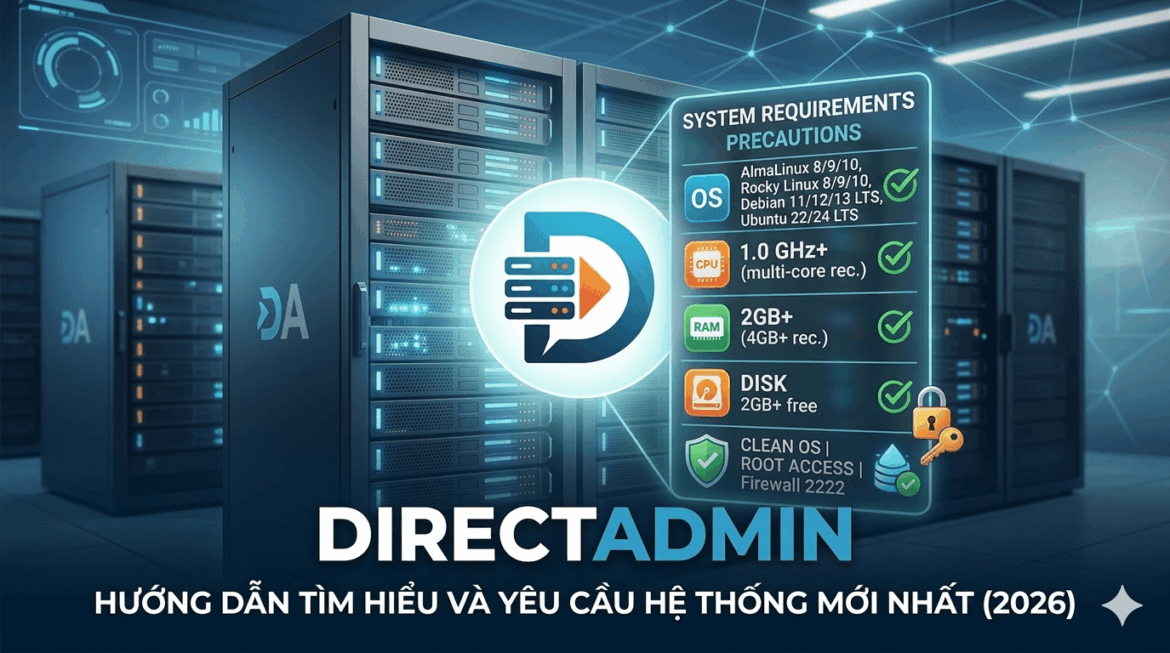 DirectAdmin Control Panel - Tổng quan yêu cầu hệ thống phần cứng và phần mềm chi tiết